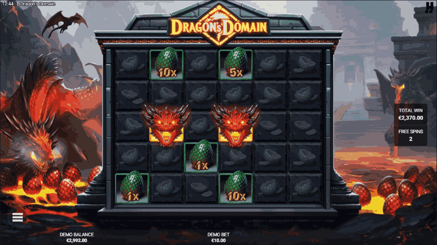 Dragon's Domain grid in bonus game