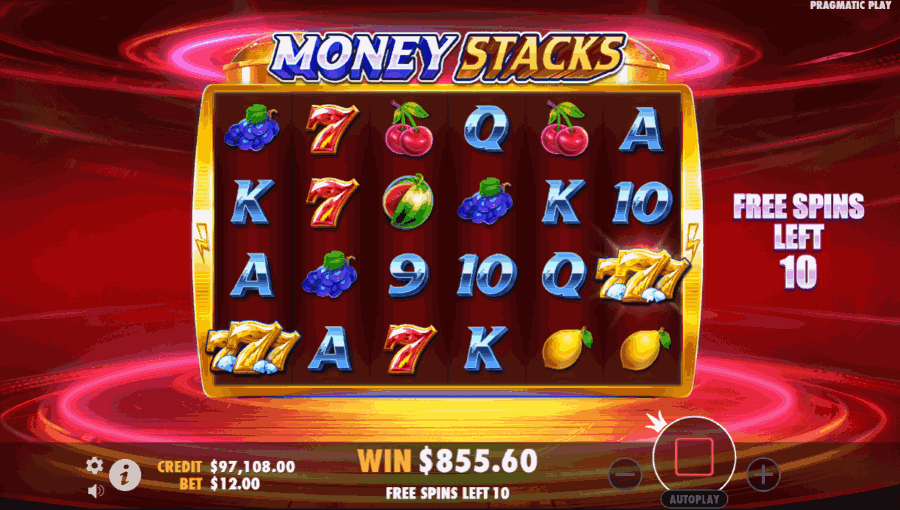 Money Stacks grid during bonus game
