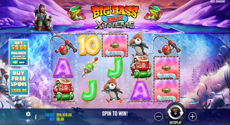 Big Bass Xmas Xtreme slot grid during base game