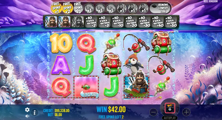 Big Bass Xmas Xtreme slot grid during bonus game