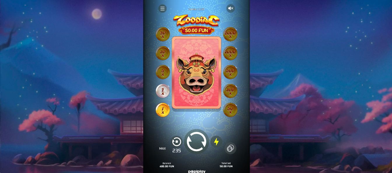 Zoodiac screenshot from a win on the reels
