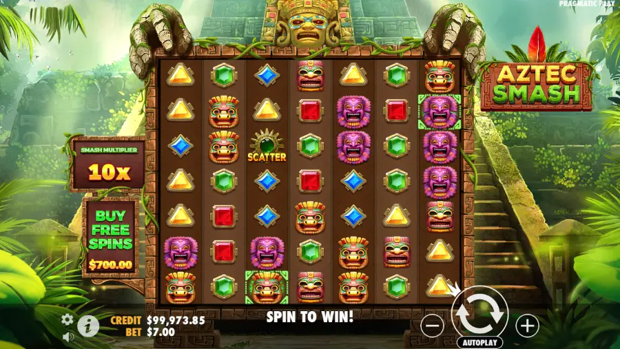 Aztec Smash slot grid during base game