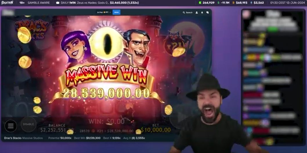 Roshtein's $28.55 Max Win on Drac's Stacks