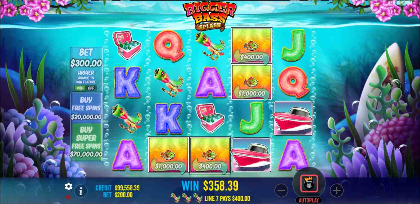 Reel action from the Bigger Bass Splash slot