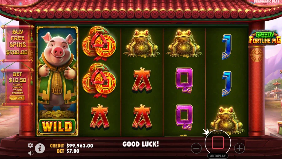 Greedy Fortune Pig Slot grid during base game
