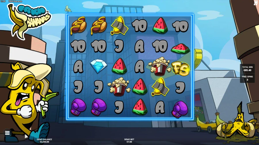 FRKN Bananas Slot grid during bonus game