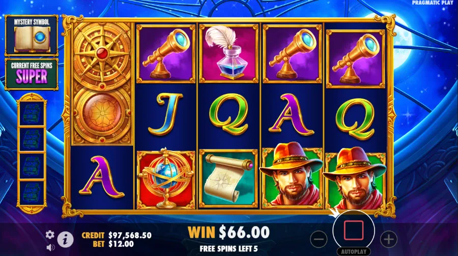 John Hunter and Galileo’s Secrets Slot grid during bonus game
