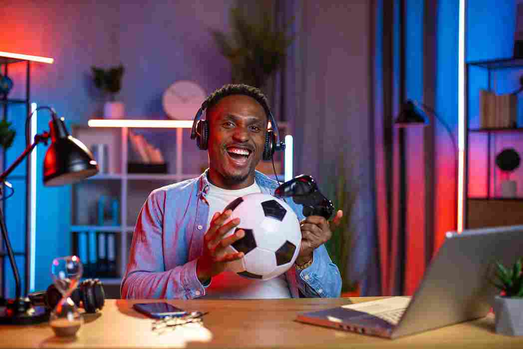 Guy with football streaming