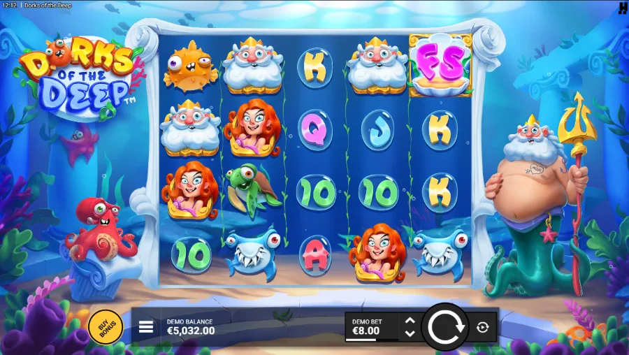 Dorks of the Deep Slot grid during base game