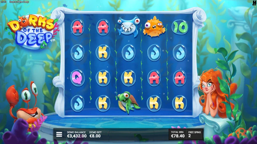 Dorks of the Deep Slot grid during bonus game