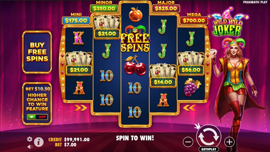 Wild Wild Joker Slot grid during base game
