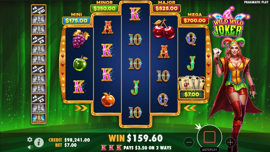 Wild Wild Joker slot grid during bonus game
