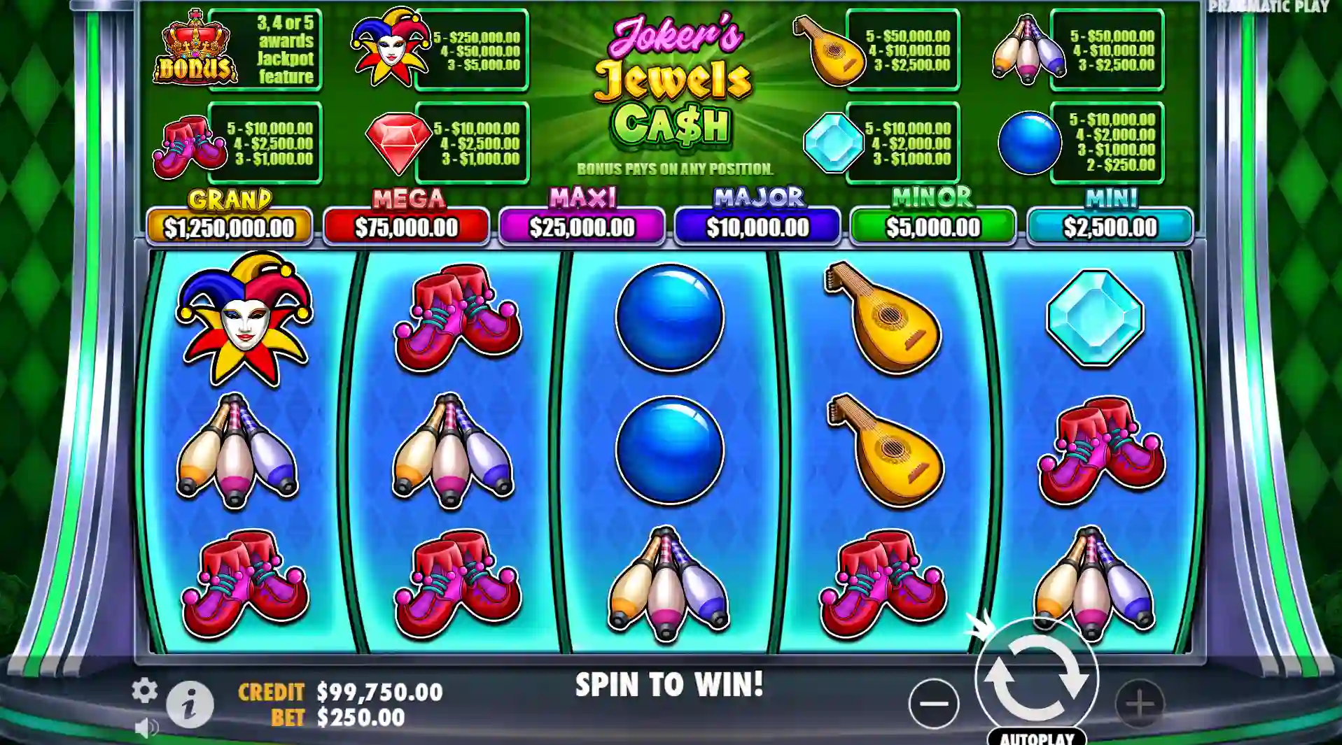 Screenhot of Joker’s Jewels Cash slot
