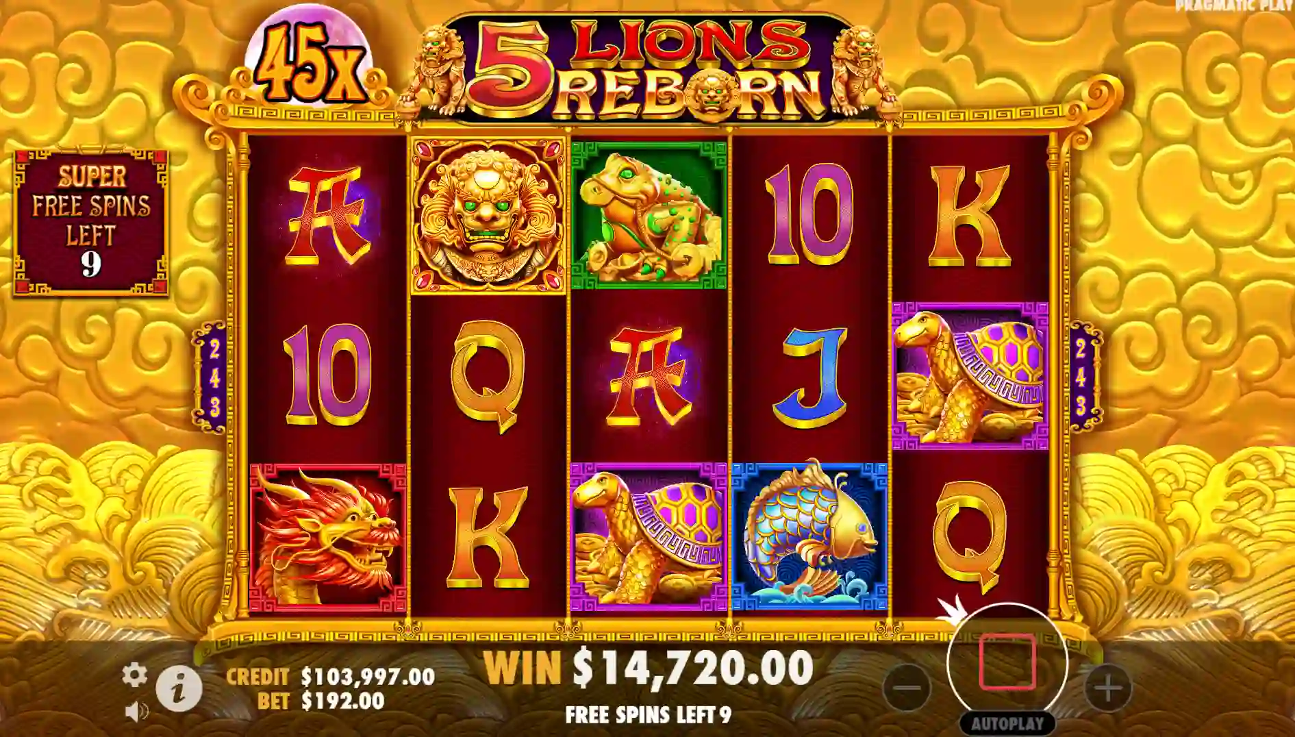 Screenshot of 5 Lions Reborn slot