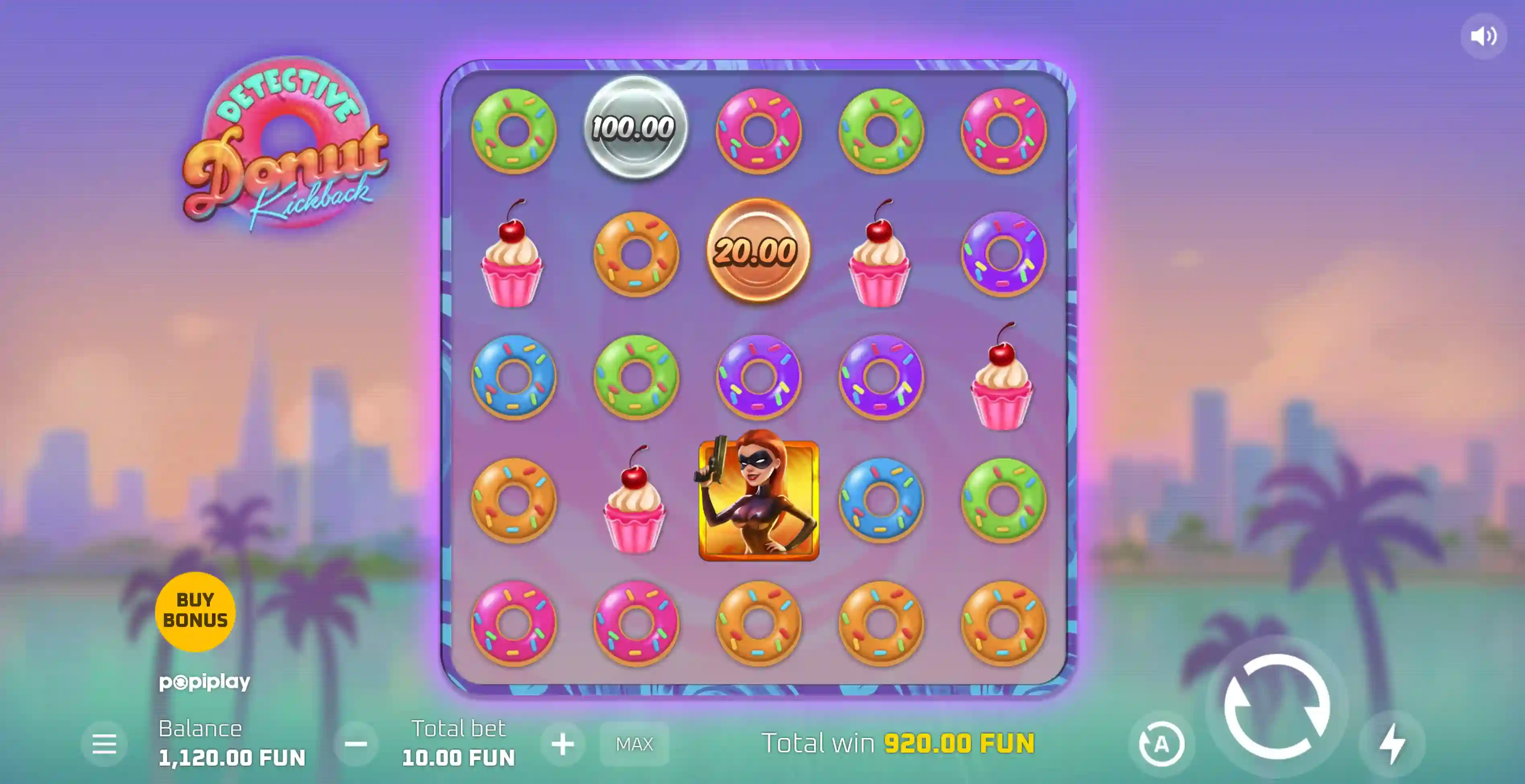 Screenshot of Detective Donut Kickback slot