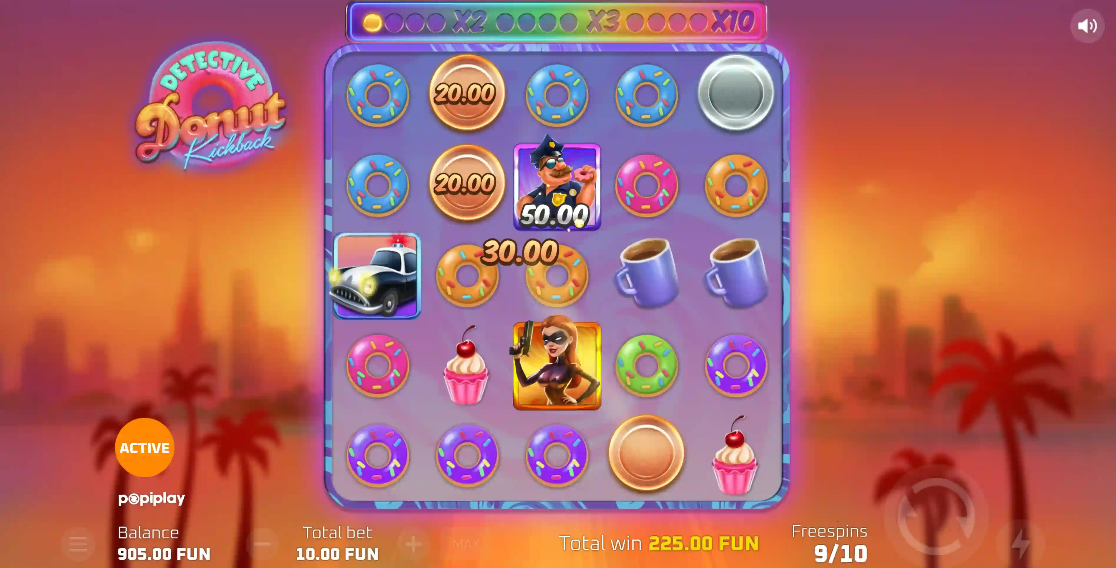 Screenshot of Detective Donut Kickback free spins round