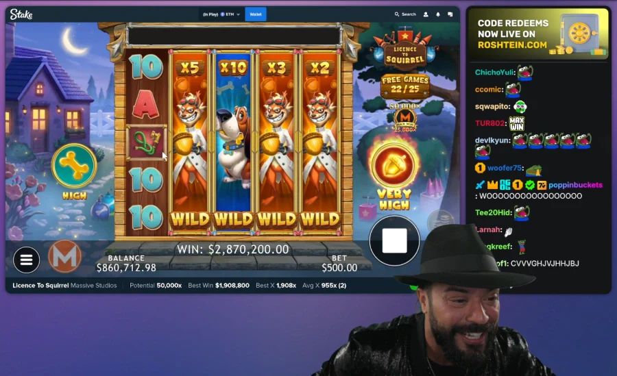 Roshtein Wins 25 million on Licence to Squirrel