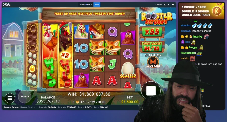 Roshtein Playing Rooster Returns