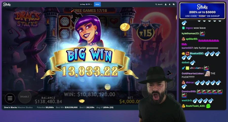 Roshtein Wins $10.9 Million on Drac's Stacks