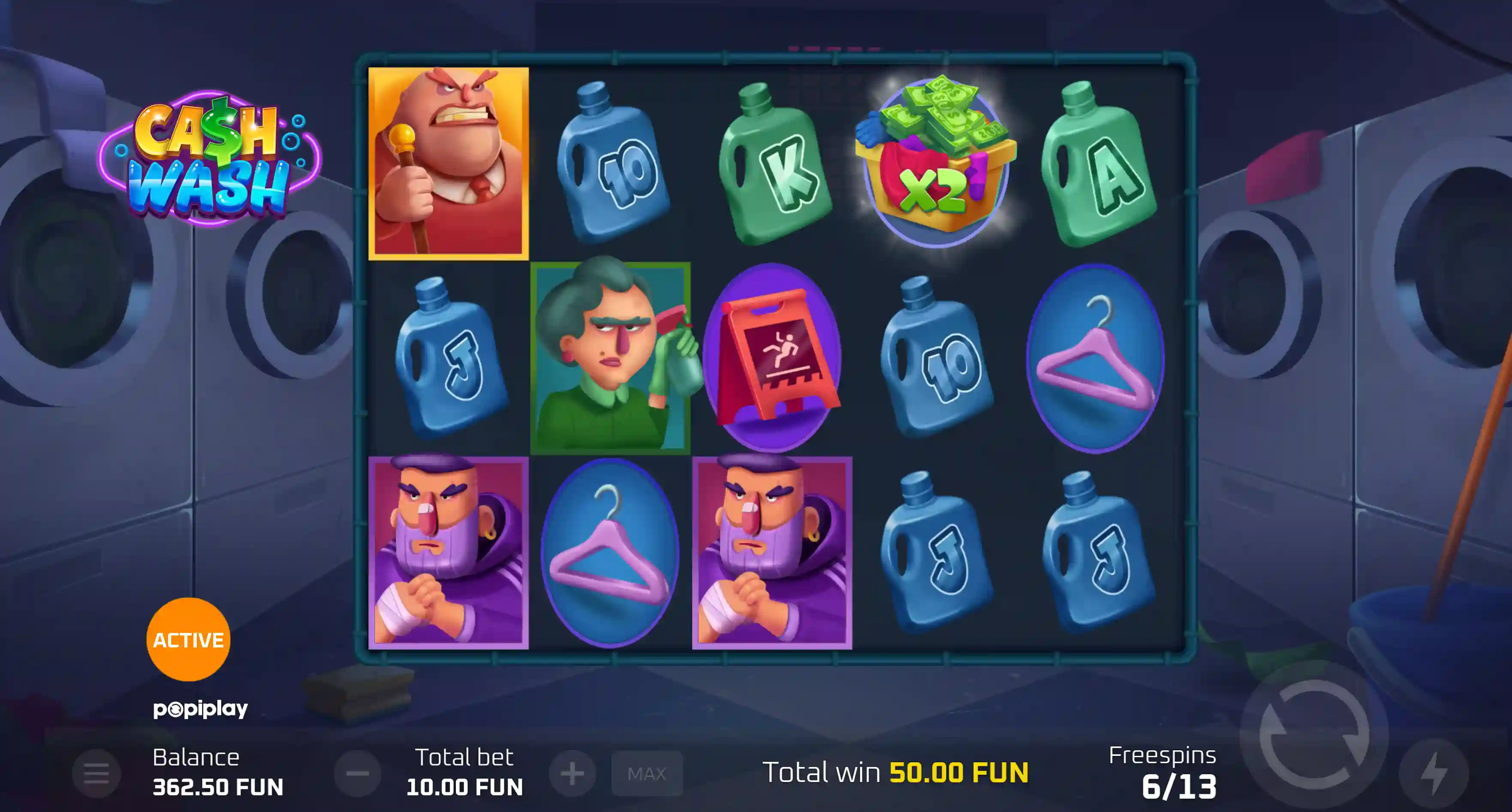 Cash Wash slot free spins screenshot