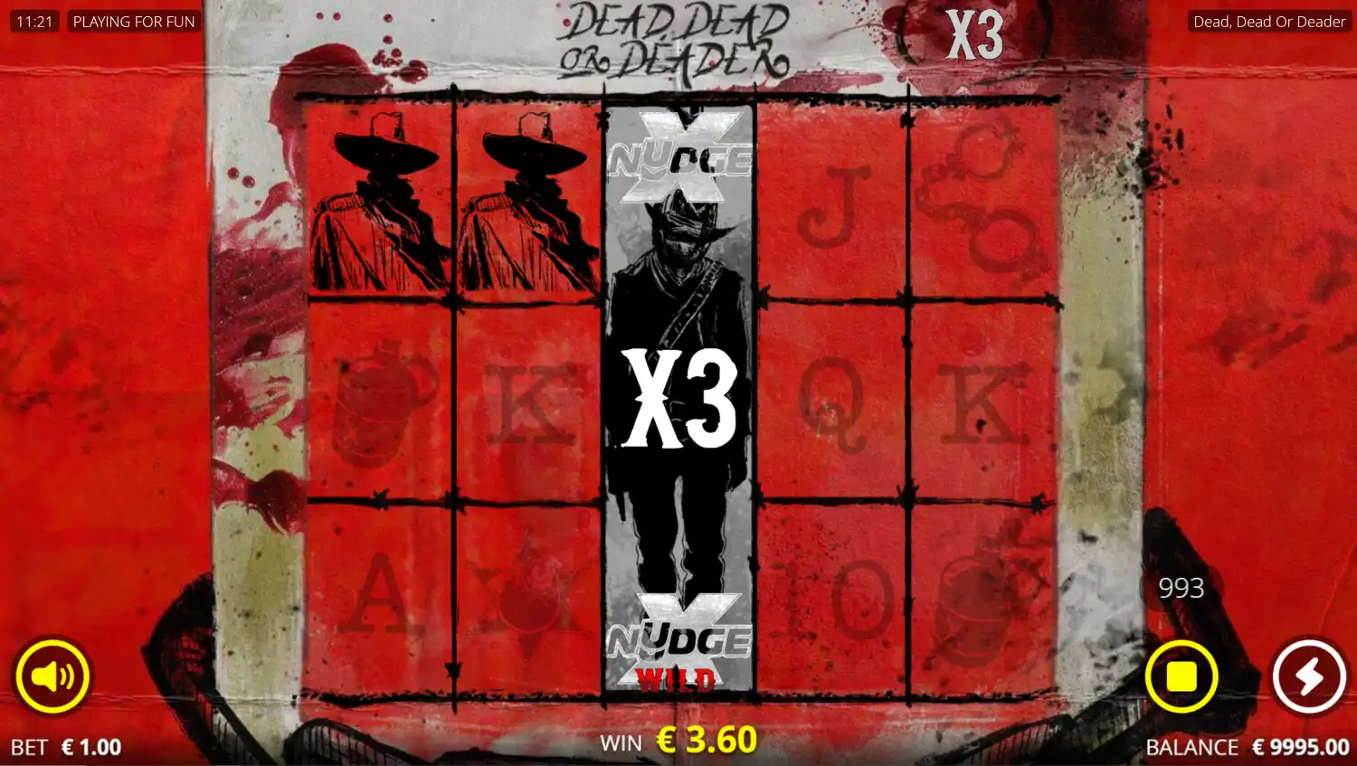 Screenshot of Dead, Dead or Deader slot xNudge feature