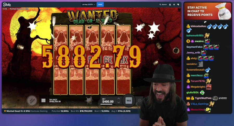 Roshtein Celebrating a Win on Wanted