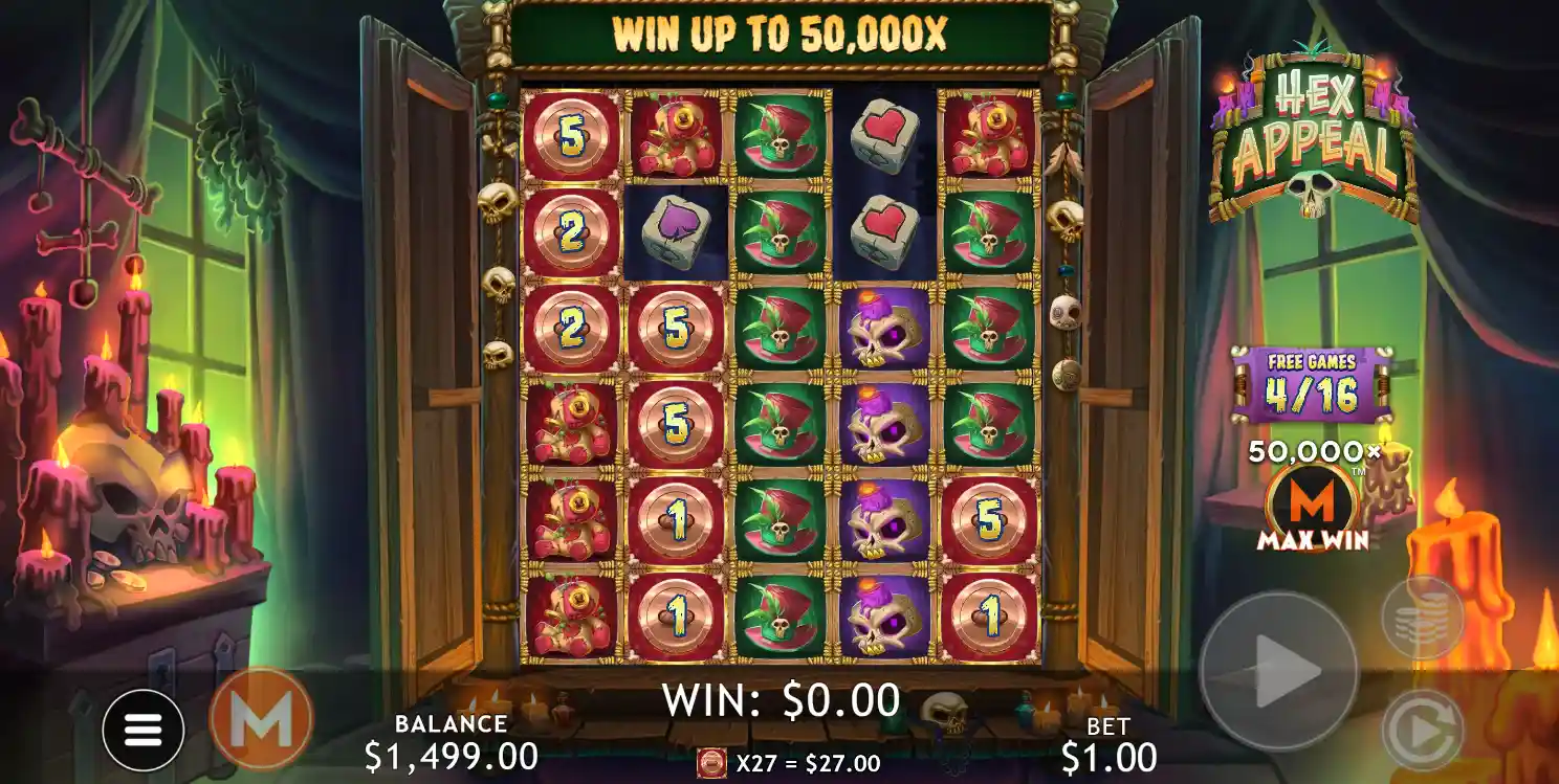 Screenshot of Hex Appeal slot free spins round