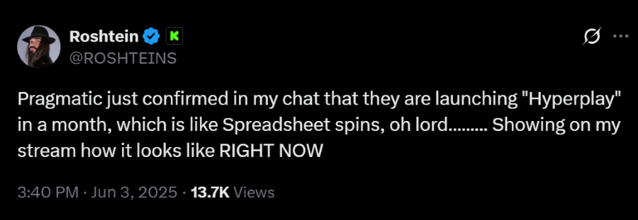 Roshtein Twitter Announcement