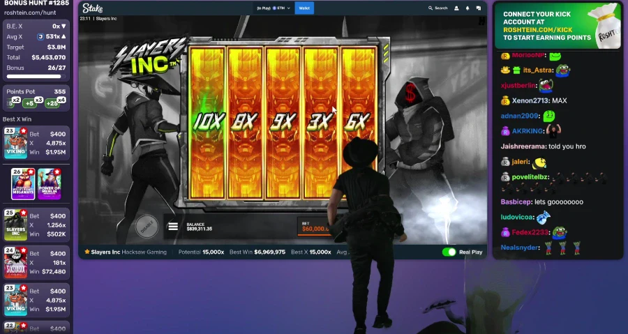 Screenshot of Roshtein's live stream