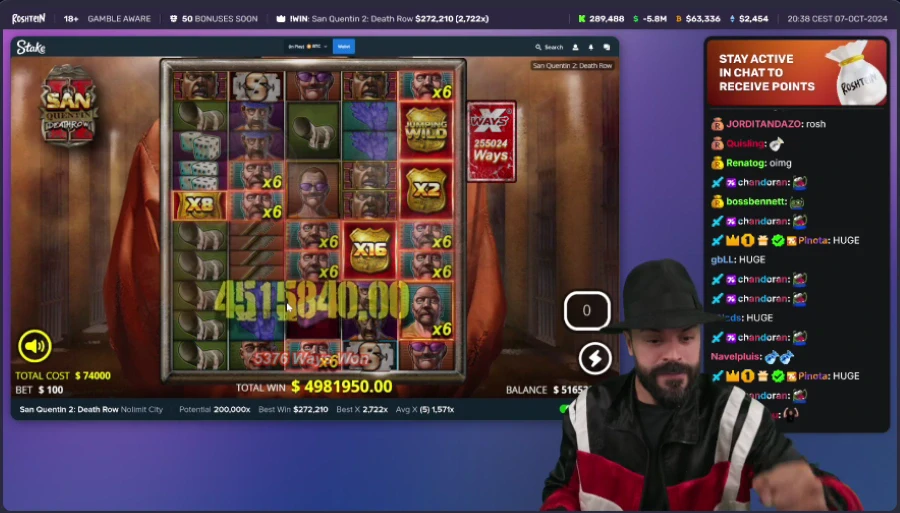 Roshtein Celebrating a Win on San Quentin 2