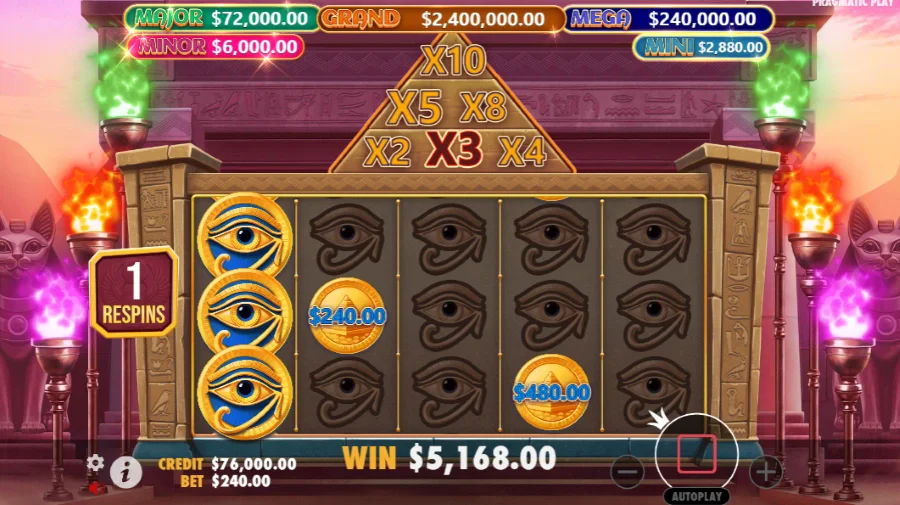 Screenshot of Mummy's Jewels slot