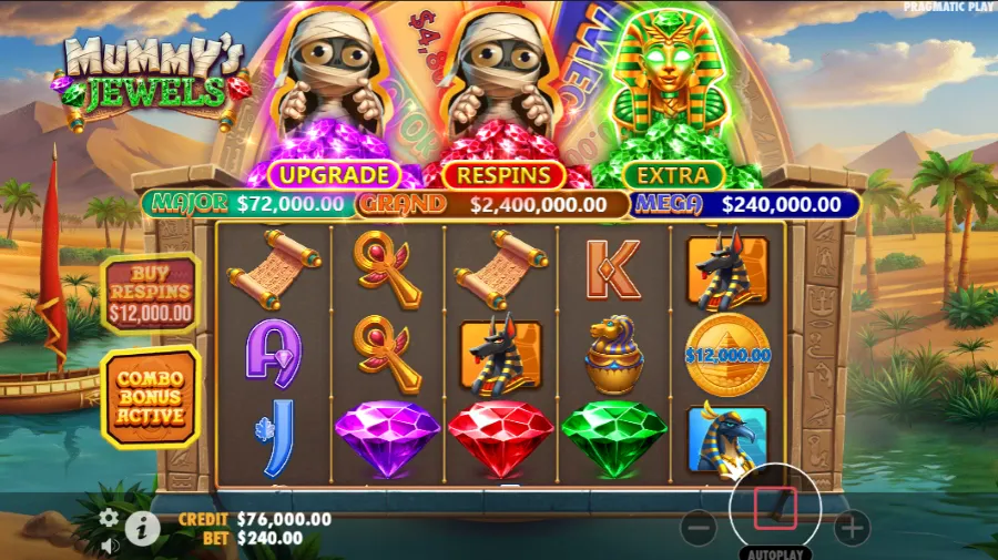 Screenshot of Mummy's Jewels slot