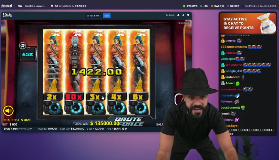 Roshtein Brute Force Slot $24 Million Win