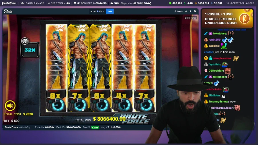Roshtein Brute Force $8 Million Hit