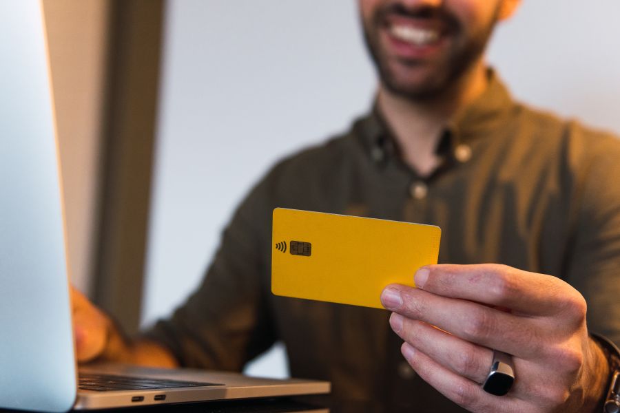 Man holding a credit card