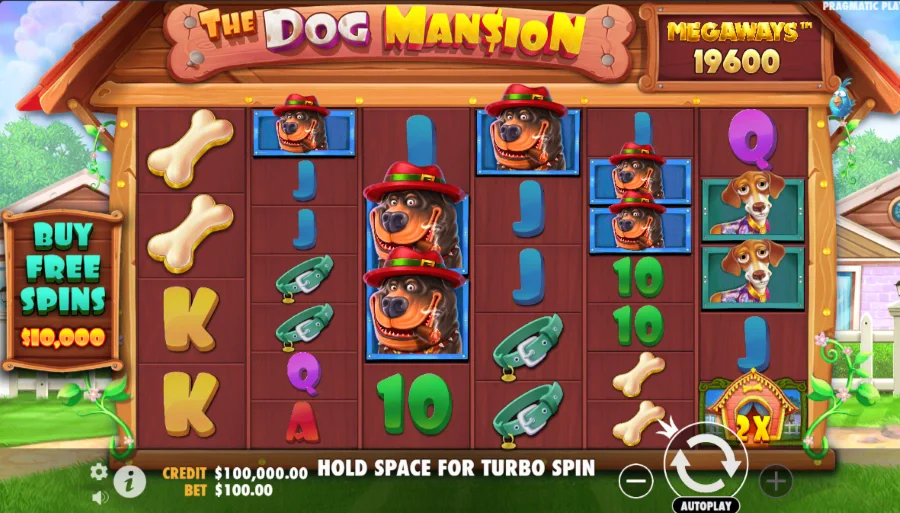 Screenshot of The Dog Mansion Megaways Enchanced RTP slot