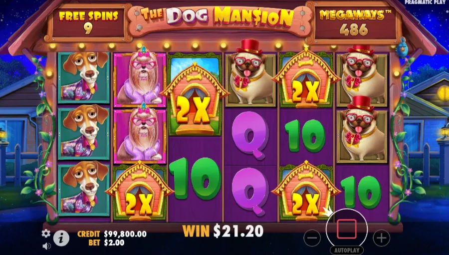 Screenshot of The Dog Mansion Megaways Enchanced RTP slot