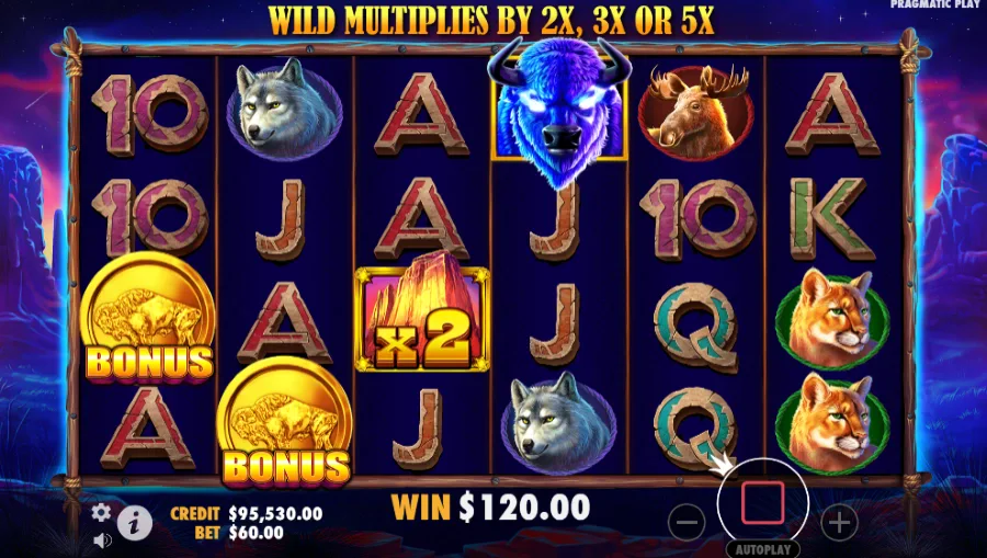 Screenshot of Bison Spirit Enhanced RTP slot free spins