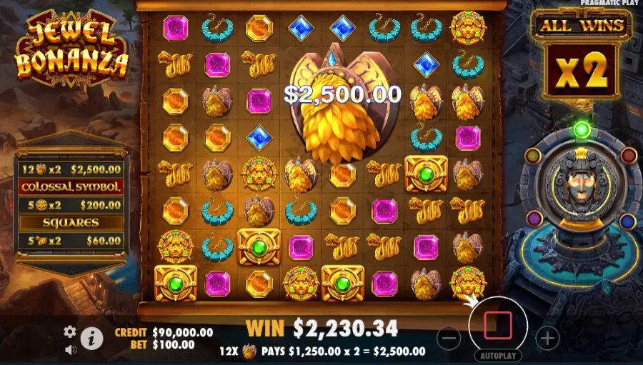 Screenshot of Jewel Bonanza Enhanced RTP slot bonus rounds