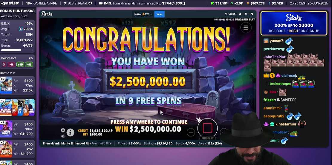 Rosh wins big in Transylvania slot