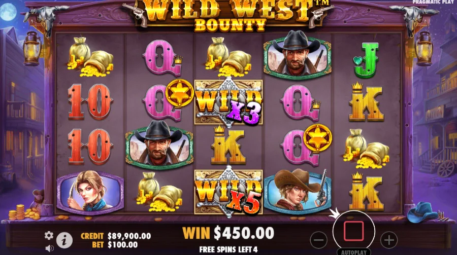 Screenshot of Wild West Bounty Enhanced RTP free spins
