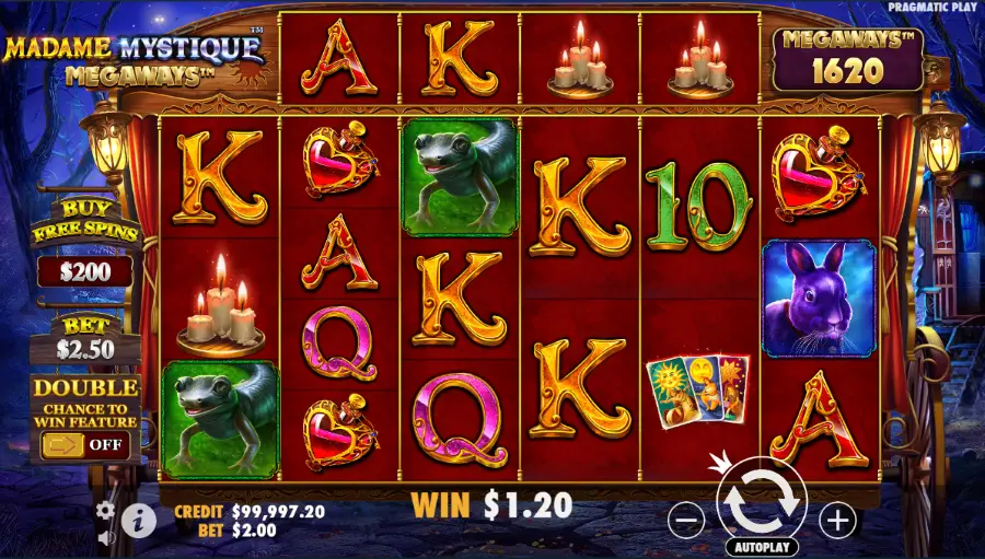 Screenshot of Madame Mystique Megaways Enhanced RTP slot