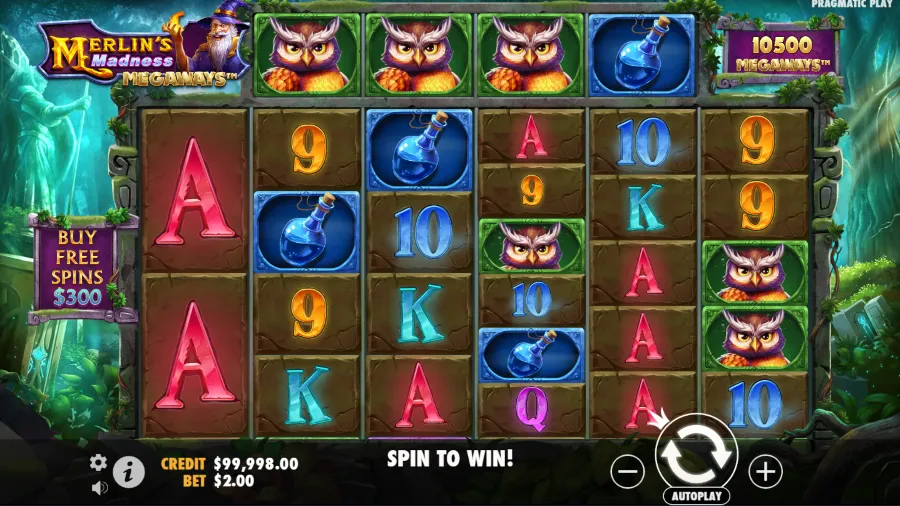 Screenshot of Merlin’s Madness Megaways Enhanced RTP slot