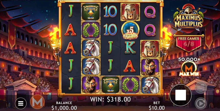 Screenshot of Maximus Multiplus slot free spins round