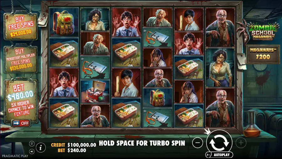 Screenshot of Zombie School Megaways base game