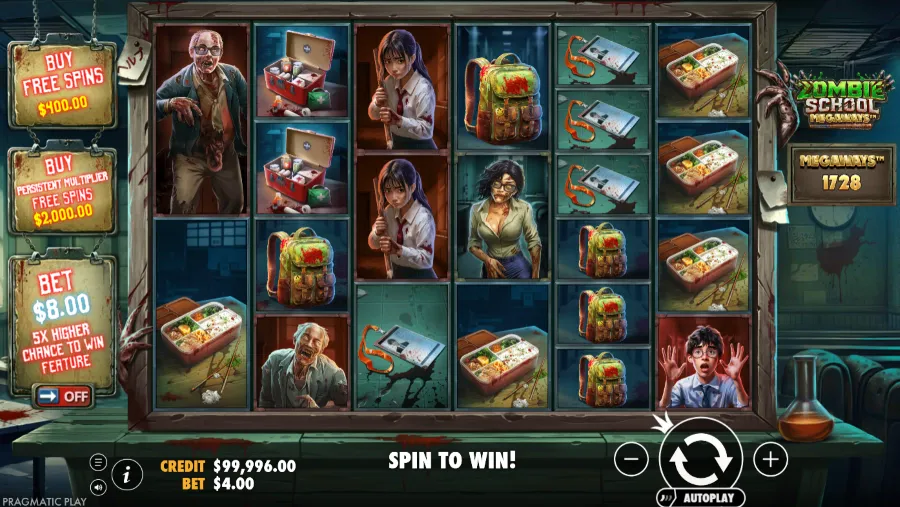 Screenshot of Zombie School Megaways Slot