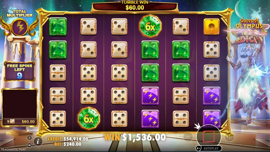 Screenshot of Gates of Olympus 1000 Dice slot
