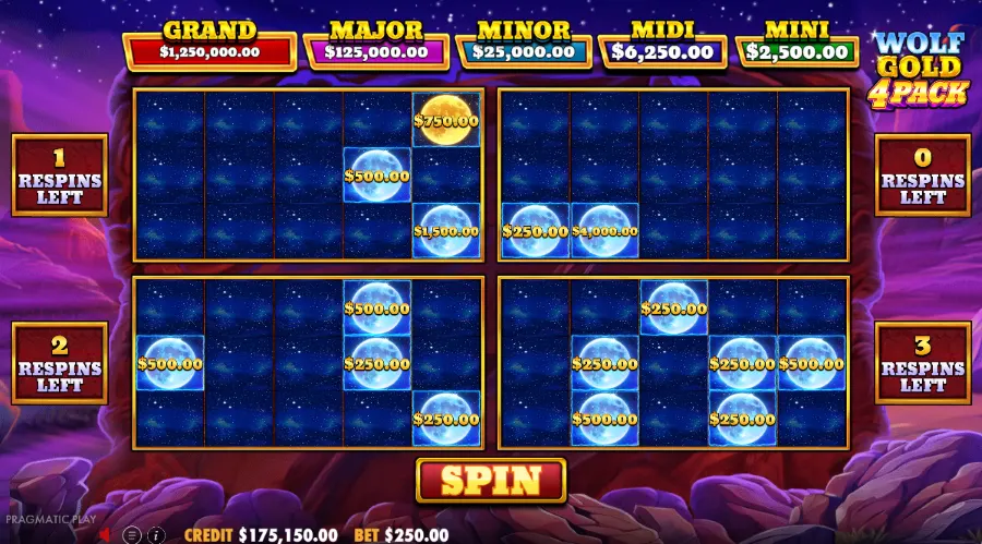 Screenshot of Wolf Gold 4 Pack slot super bonus feature