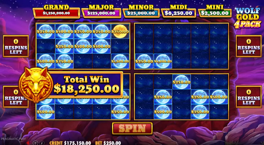 Screenshot of Wolf Gold 4 Pack slot Super Bonus feature