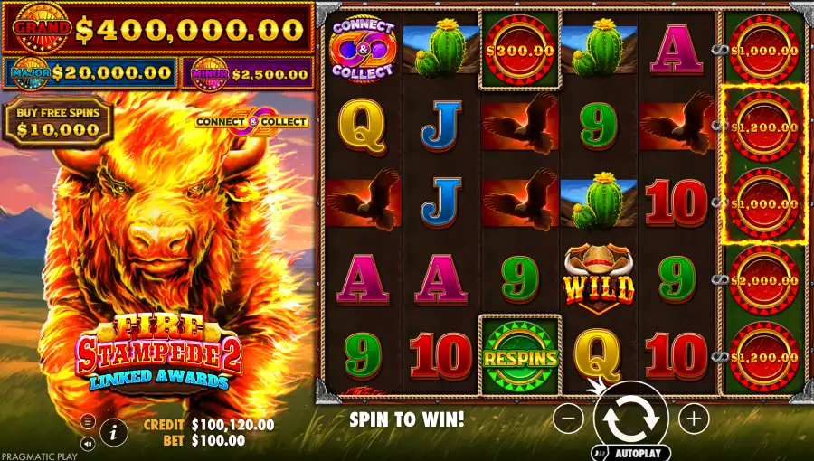 Screenshot of Fire Stampede 2 slot 